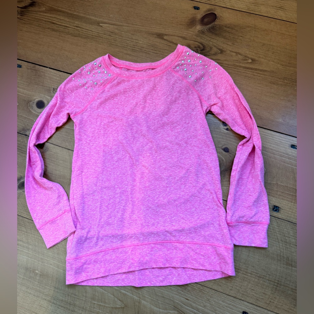 Justice Heathered Pink Long Sleeve Tee Shirt Size 8